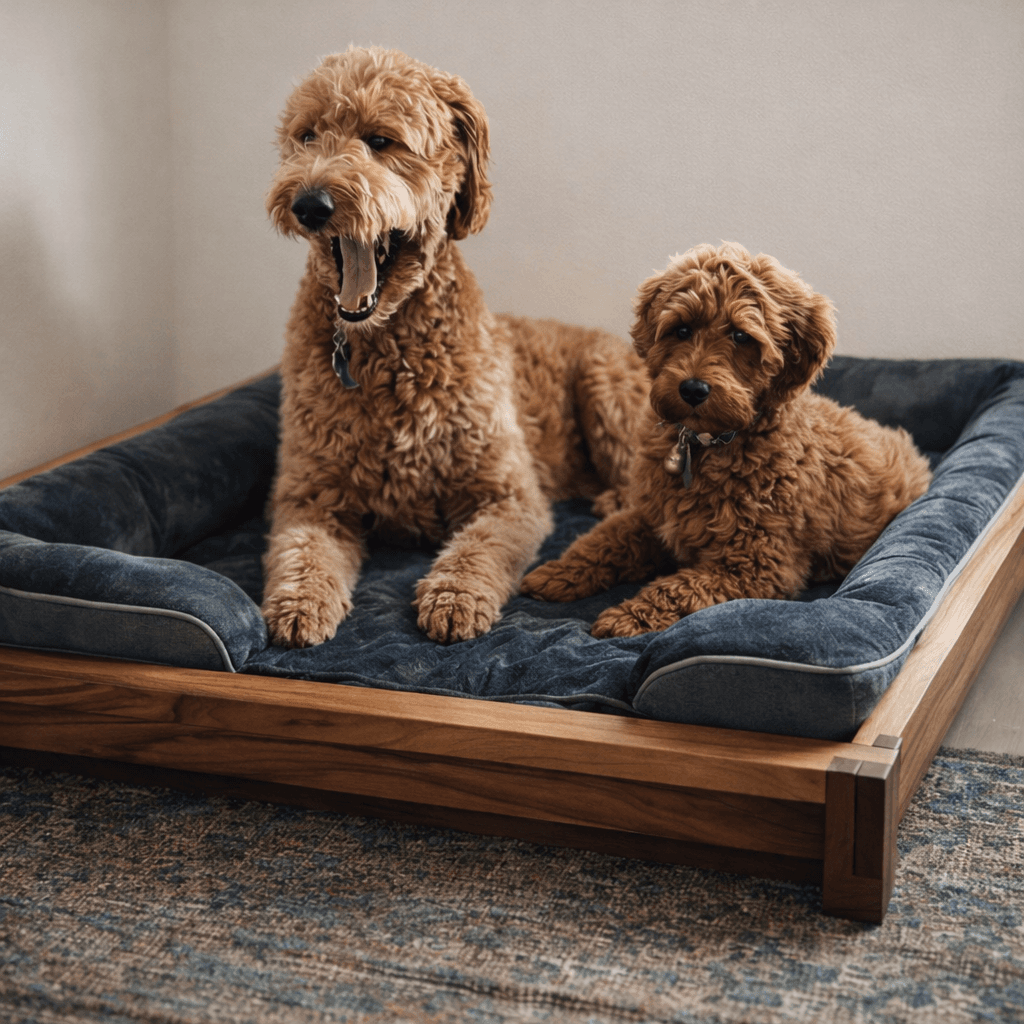 Solid black walnut platform dog bed frame with exposed box-joint corners